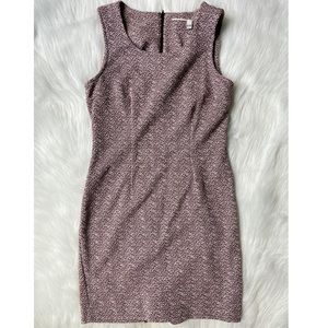 Pink Black & Cream Birds Eye Pattern Midi Dress